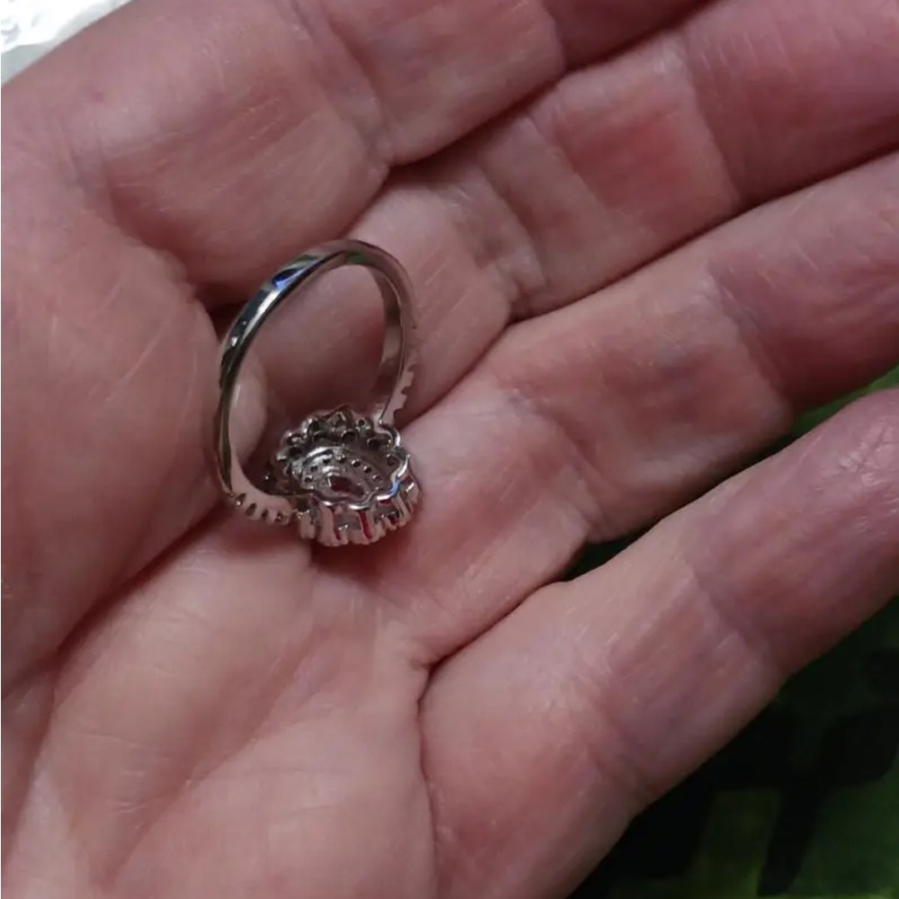 🆕 Beautiful Pink Moissanite Gemstone and Silver Engagement Band Ring - SIZE 7 - Picture 14 of 17